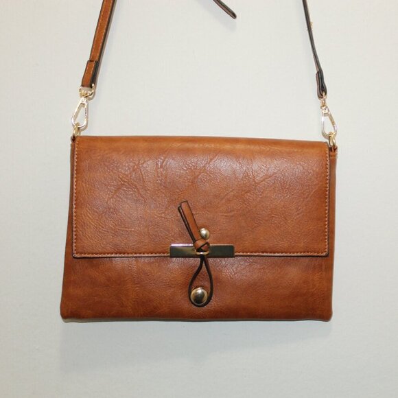 Handbags - Knot Style Brown Closure Crossbody Bag